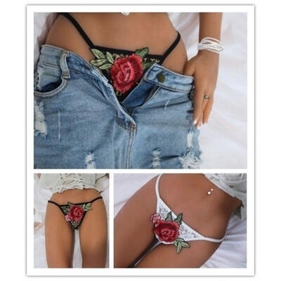 

New Women Sexy Thongs Underwear Knickers Applique Underpants Bikini Briefs Lace G-string Panties