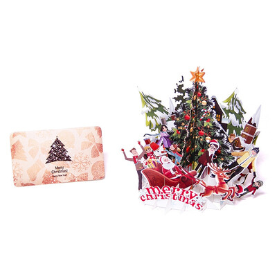 

New Hot Merry Christmas Folding 3D Pop-Up Unique Holiday Invitation Card for Greeting Card