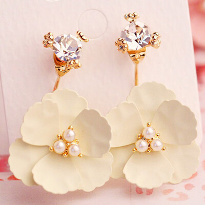 

Camellia Earrings Enamel Flower Studs Accessories Elegant Fashion Jewelry