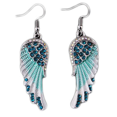 

Party Fashion Angel Wing Rhinestone Inlaid Dangle Women Hook Earrings Jewelry