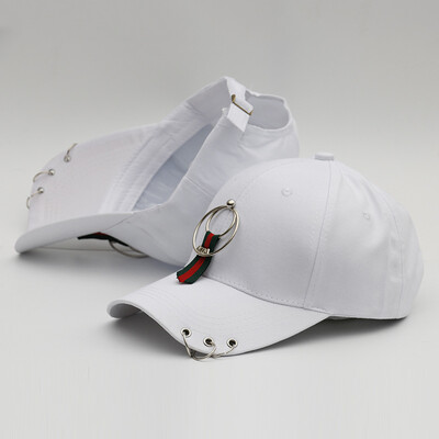 

New Cap Female Korean Chaopai Joker Student Stars with Spring&Summer Street Iron Ring Hip Hop Baseball Cap Male