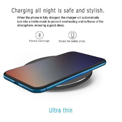 

Portable Aluminum Alloy Ultra-thin Round Shape Qi Standard Wireless Charger 10W Fast Charging Pad Universal Phone Charge Base for
