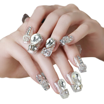 

〖Follure〗Nails Bride Manicure Set Series Diamond Nail Patch 20 Tablets Nail Paste