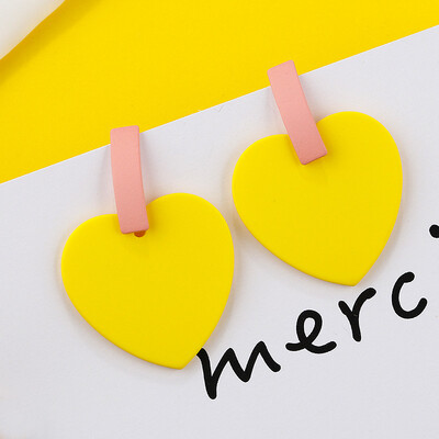 

Flashbuy Korean Acrylic Heart Earrings for Women Resin Statement Earrings Fashion Alloy Spray Pendientes Girls Wholesale Jewelry