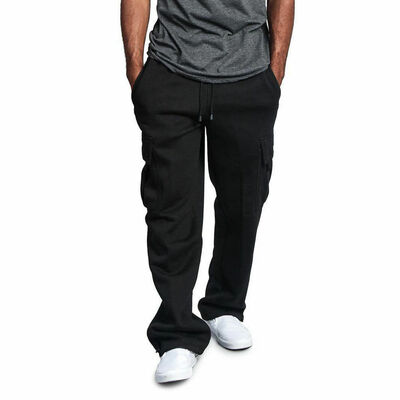 

Mens Jogger Gym Heavy Weight Fleece Cargo Pocket Sweat Pants Drawstring Trousers