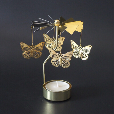 

Toponeto Hot Spinning Rotary Metal Carousel Tea Light Candle Holder Stand Light Xmas Gift