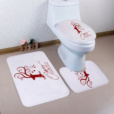 

〖Follure〗Home Christmas Toilet Foot Pad Seat Cover Radiator Cap Bathroom Sets