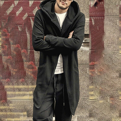 

Men Cardigan Hooded Cape Coat Long Jacket Winter Fall Trench Outwear Overcoat