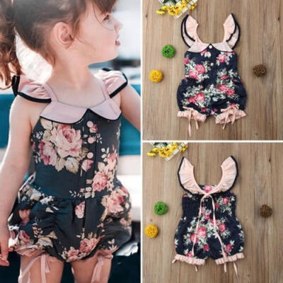 

Summer Toddler Kids Baby Girl Flower Ruffle Romper Bodysuit Jumpsuit Outfits Sunsuit