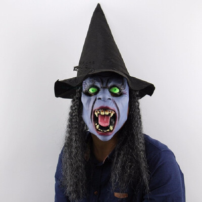 

Yeduo Fangs Night Witch Halloween Christmas Bar Party Ghost House Horrible Tricky People Latex Headgear Mask Dress Up Performing P