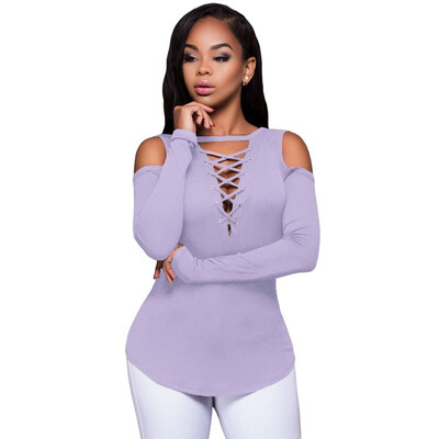 

V-neck cross tie ribbed slim multi-size top