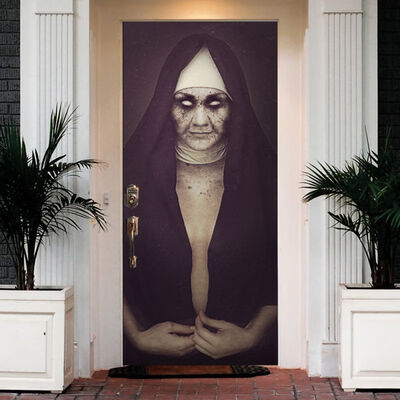 

Halloween Horror Nun Door Sticker For Halloween Unique 3D Door Sticker DIY Festive Party Decoration