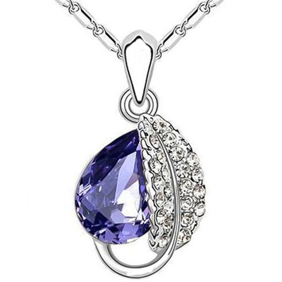 

Fashion Korea Acacia Leaf Crystal Jewelry Bridal Wedding Retro Necklace Gift