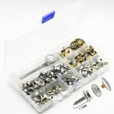 

Stainless Steel Fastener Screw Snap Buttons with Fixing Tool Storage Box DIY Craft Cloth Bag Decor