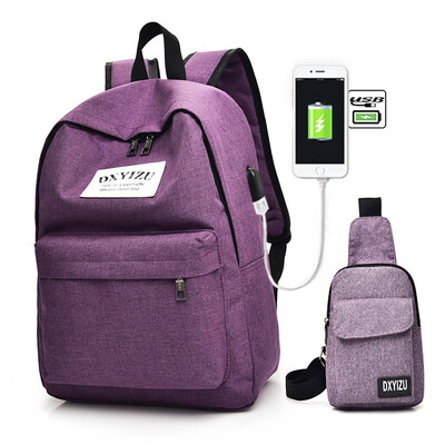 

Mens Backpack Trend Casual USB Charging Backpack Travel Computer Bag Large Capacity Schoolbag