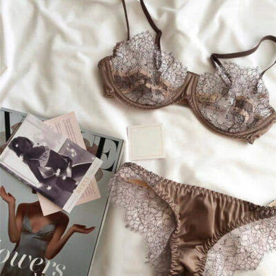 

3 pc Sexy Women Lace Floral Bralette Push Up Bra G-string Set Lingerie Sleepwear