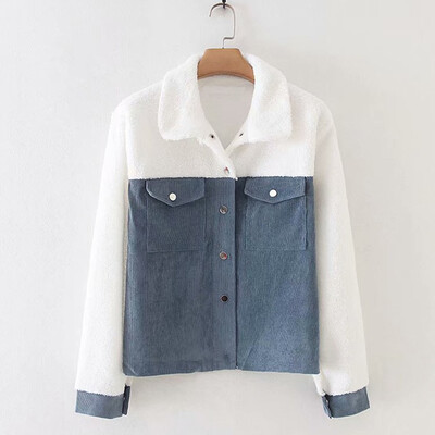 

Toponeto Fashion Women Long Sleeve Button Corduroy Patchwork Casual Coat Jacket Outwear