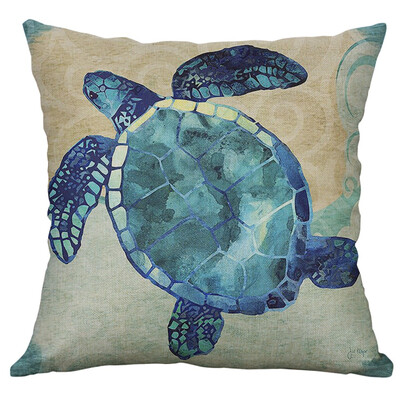 

〖Follure〗Simple Mediterranean Flax Retro Conch Shell Sea Creatures Pillow Cover