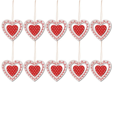 

10Pcs Red&White Wooden Deer Bell Christmas Decorations Pendants Ornaments for Xmas Tree Home Party Kids Gift Festive Supplies