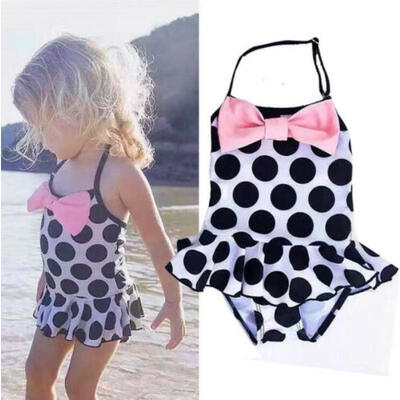 

Bow Dots Kid Baby Girl Swimsuit One Piece Swimsuit Swimwear Beachwear Bathing US