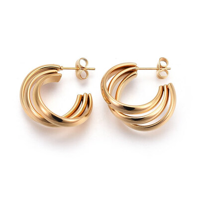 

304 Stainless Steel Ear Studs Golden 225x225x25mm Pin 05mm