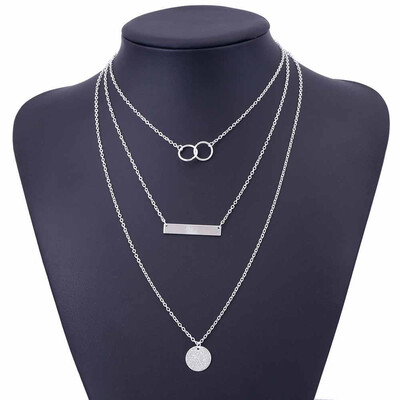 

Bohemian Gold Color Chain Circle Long Bar Pendant Necklace Multilayer Choker Necklace for Women Collier Femme Fashion Jewelry