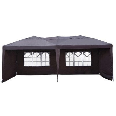 

10 x 20 Easy Pop Up Canopy Party Tent with 4 Removable Sidewalls -Coffee