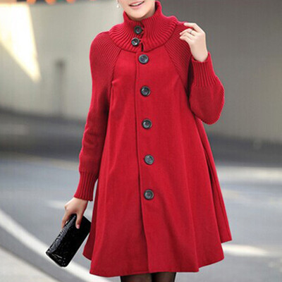 

Womens Woolen Long Single-breasted Woolen Jacket Coat Windbreaker Outwear Tops