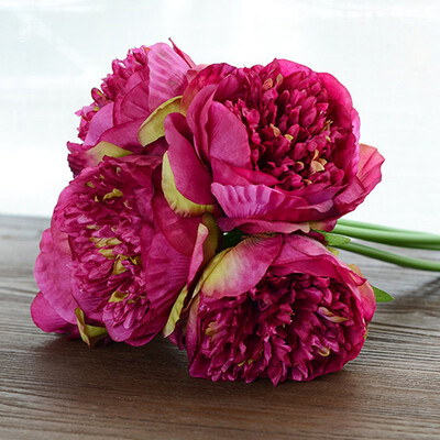 

5 Heads Artificial Fake Peony Silk Flower Wedding Bridal Bouquet Home Decor New