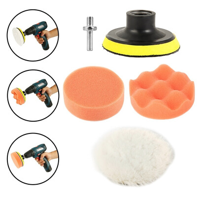 

5Pcs 3" Buffing Pad Auto Car Polishing Wheel Kit Buffer Drill Adapter Set