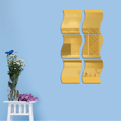

6pcs Fashion Acrylic 3D Wave Home Decor Mural Mirror Wall Stickers