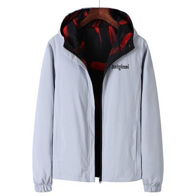 

Toponeto Mens Autumn Winter Casual Print Double-sided Wear Jacket Coat