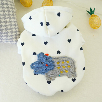 

Sweet Leisure Cute Heart Animal Dog Coat Hoodie Pet Winter Thickening Costume Hooded Jacket Cartoon Dinosaur Hoodie For Dog