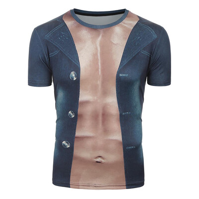 

3D Muscle And Jacket Printed Funny T-shirt