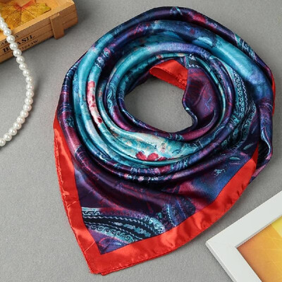 

Women Square Scarf Sheen Satin Floral Print Vintage Scarf Scarves Thin Pashmina Oversize Kerchief