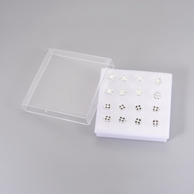 

Plastic Stud Earrings with Ear Nuts Enamel&Rhinestone Clover Black & White 8x7x1mm Pin 1mm 8pairsbox