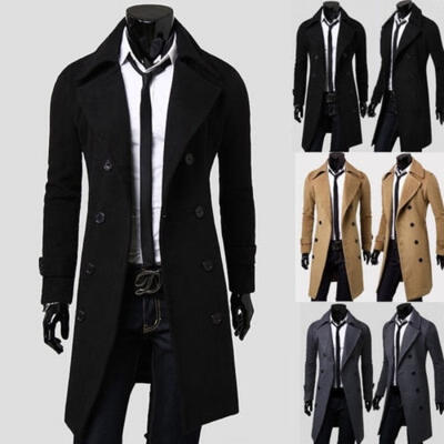 

Fashion Men´s Trench Coat Warm Thicken Jacket Woolen Peacoat Long Overcoat Tops