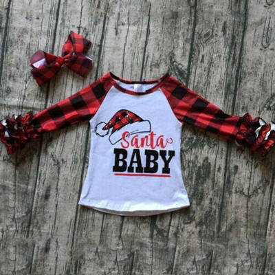 

Kinder Baby Mädchen Weihnachten Santa Baby Rüschen Tops T-Shirt Bluse Kleidung