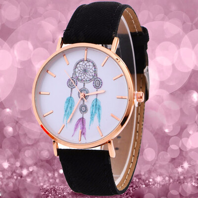 

〖Follure〗Women Wind Chimes Pattern Quartz Watch Cowboy Belt Table Watch BK