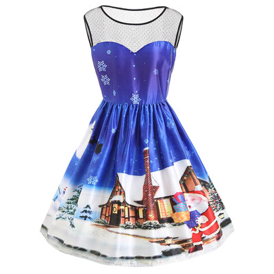 

Plus Size Christmas Countryside Snow Day Vintage Dress