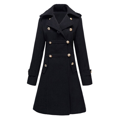 

Double-Breasted Woolen Long Coat