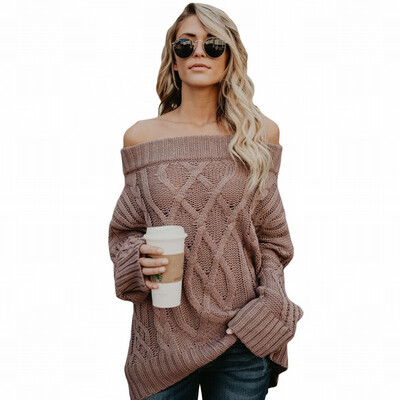 

A line collar long-sleeved strapless ribbed knit sweater womens
