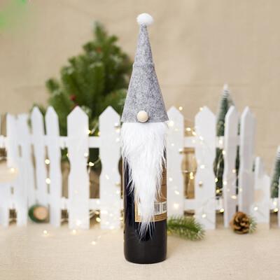 

Toponeto Adorable Wine Bottle Cover Artificial Beard Christmas Decor Xmas Santa Claus Set