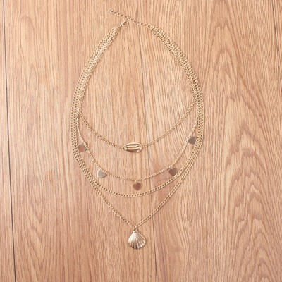 

2019 Fashion Bohemian Heart Pendant Jewelry Beads Link Chain Sea Shell Choker Sexy Simple Necklace for Women