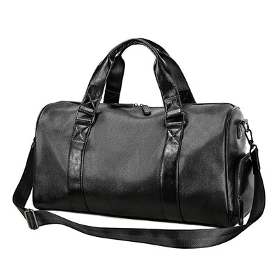 

Men Leather Portable Handbag Business Bag Gym Tote with shoe pocket