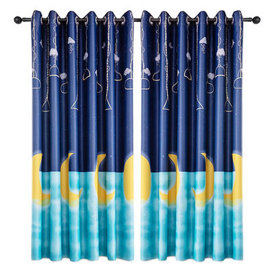 

Moon Printing Polyester Window Blinds Drapes Living Room Blackout Curtains