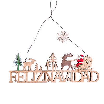 

〖Follure〗Christmas Elk Wood Plate Hollow Door Hanging Wooden Pendant Xmas Ornaments Decor