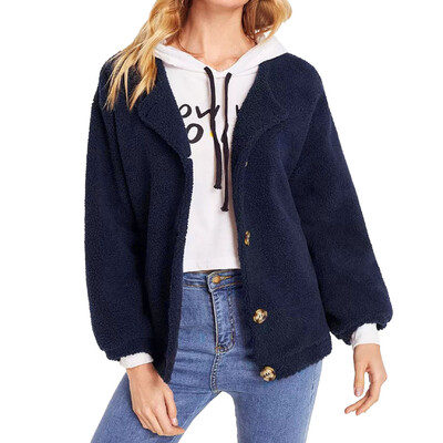 

Toponeto Women Winter Warm Fleece Wool Single Breasted Fake Fur Coat Jacket Cardigan