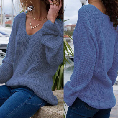

〖Follure〗 Womens Casual Long Sleeve Jumper V Neck Sweaters Blouse Tops