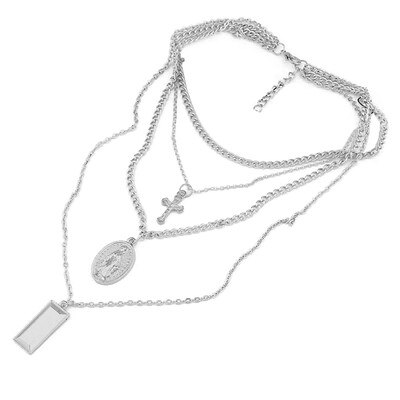 

Retro Exaggerated Necklace Alloy Virgin Cross Multi-pendant Necklace Gold Silver Color Necklace Party Fashion Jewelry